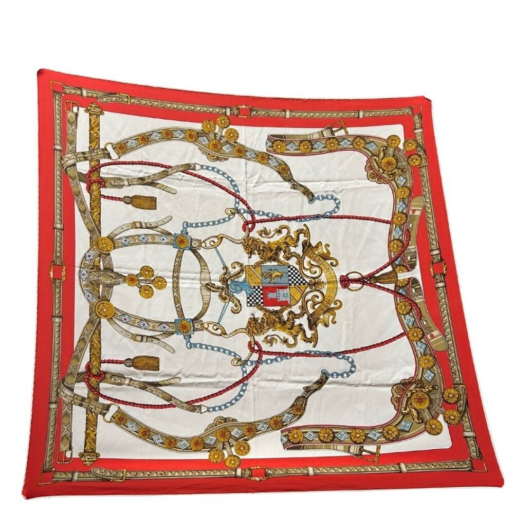 Vintage Italian Silk Scarf – Equestrian Crest Design